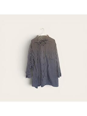 FX Designs Black Striped Button-Up Shirt Men's 4XL Long Sleeve Cotton